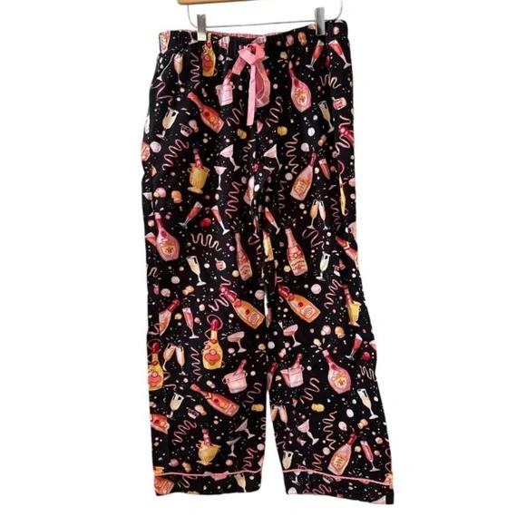 Nick & Nora vintage pink champagne flannel pajama lounge set - Picture 3 of 6